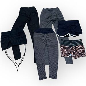 6 Piece Scrunch Butt Workout Lot: Honeycomb, Cheetah XS-Small, Shorts & Leggings